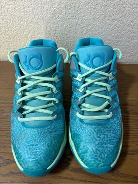 Nike Teal and Mint KD Basketball Sneakers